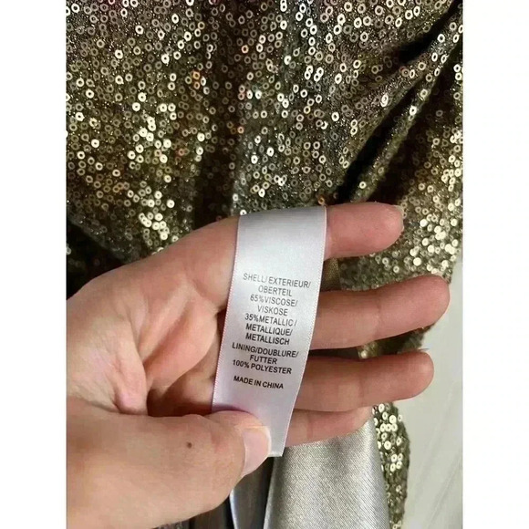 Aidan Mattox Women’s Dress Cocktail Sequin Gold Long Sleeve Size 0 - Picture 4 of 6